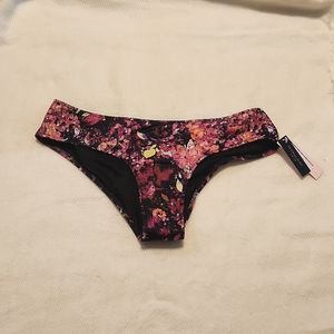 Victoria's Secret Bikini bottom Small Black/pink floral print with butt scrunch